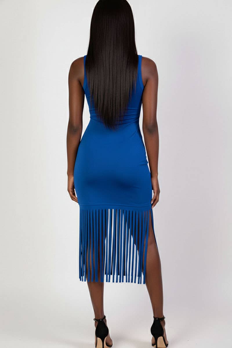 CAPELLA APPAREL - Wholesale Dress - Women's - Sleeveless Fringe Midi Dress8