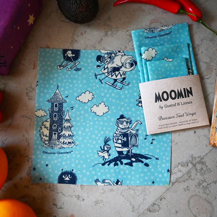 Gustaf och Linnea - Wholesale Food Storage Wrap/Bag - Moomin by G&L - Beeswax Wrap "In Winterland" Three-Pack