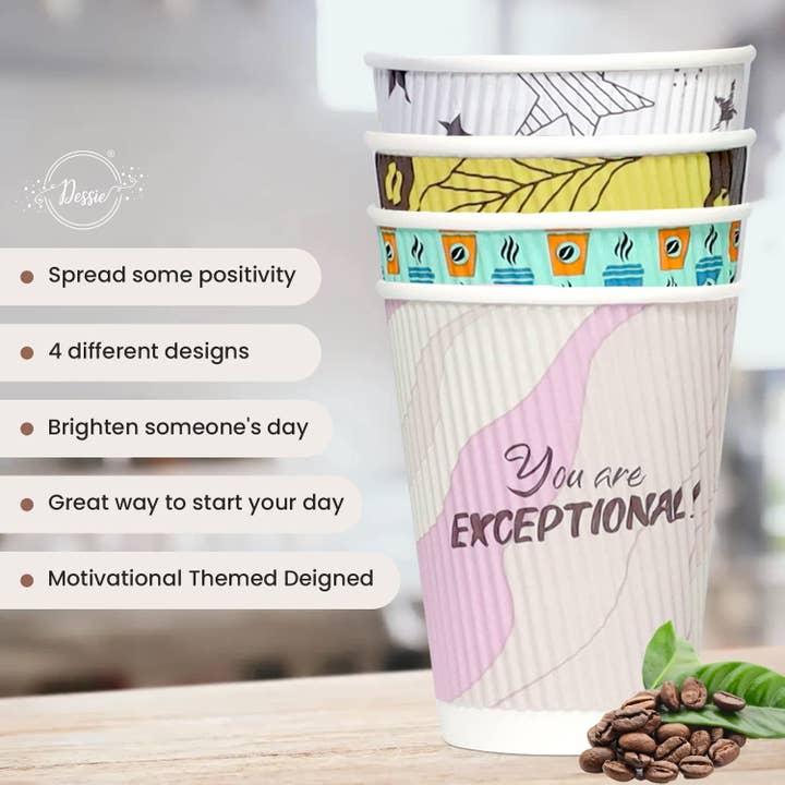 Dessie - Wholesale Disposable Cup - Dessie 100 Disposable Coffee Cups with Lids and Stirrers 12 oz10