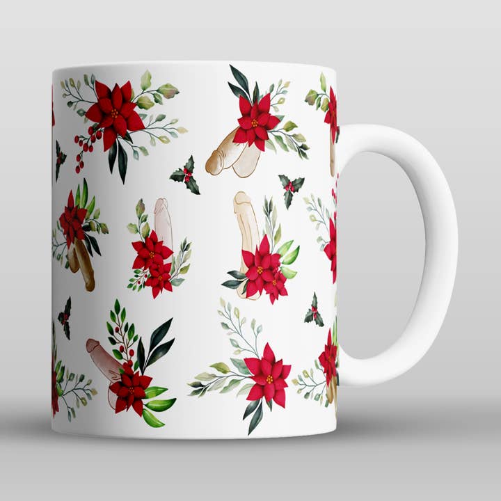 Christmas Poinsettia Mug for wholesale by Risqué Gifts