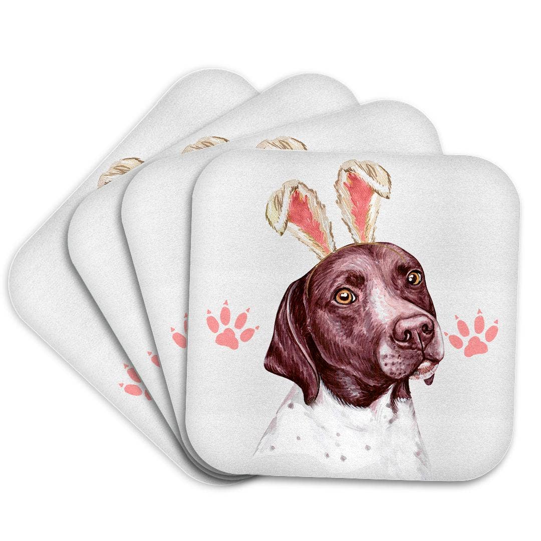 3dRose - Wholesale Coasters - 3dRose, German Shorthaired Pointer Dog in Pink Bunny Ears for Easter, Coaster7