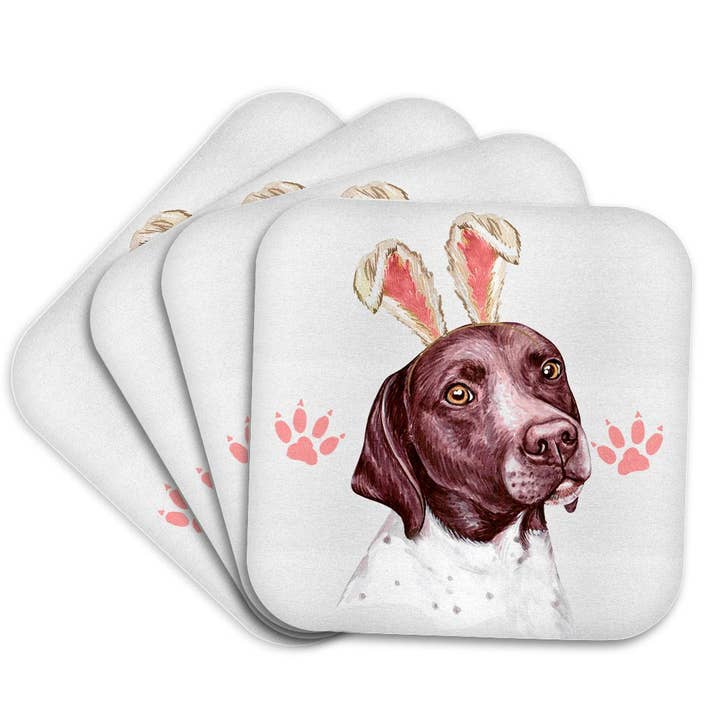 3dRose - Wholesale Coasters - 3dRose, German Shorthaired Pointer Dog in Pink Bunny Ears for Easter, Coaster7