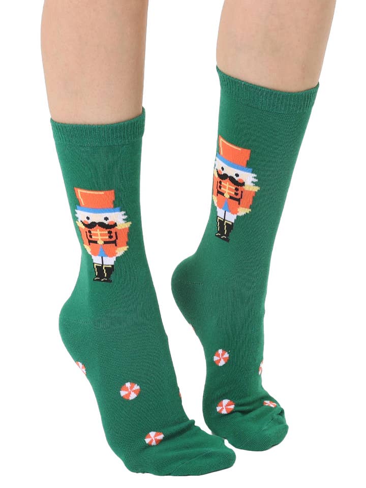 Living Royal - Wholesale Socks - Unisex - 3D Packaged Crew Socks - Holiday - Nutcracker - Green