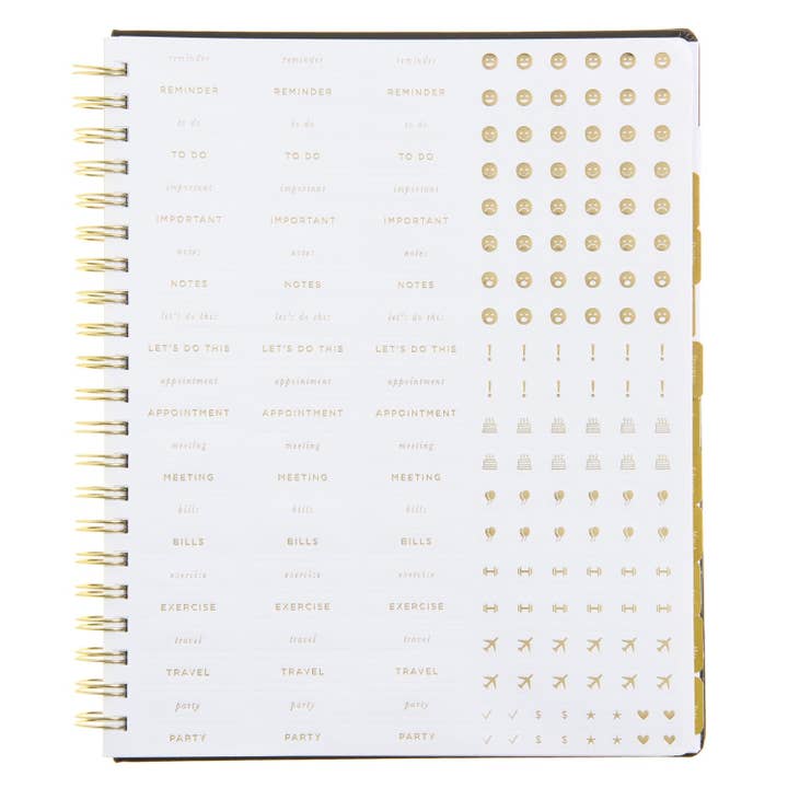 russell+hazel - Wholesale Planner - 2025-2026 Weekly Planner - Spiral Black Vegan Leather - July 2025-June 2026