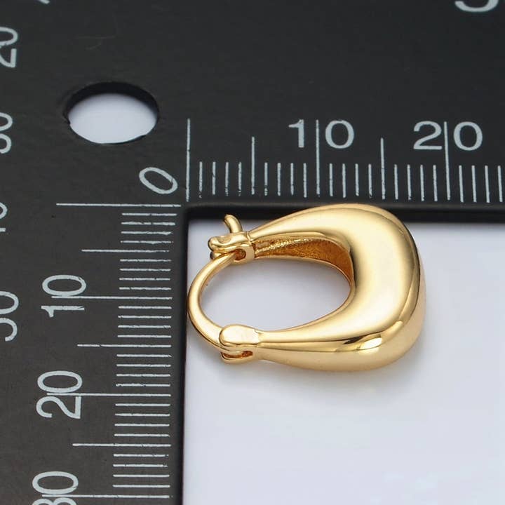 Aim Eternal - Wholesale Hoop Earrings - 24K Gold Filled 18mm Dome Square Latch Hoop Earrings | T2112