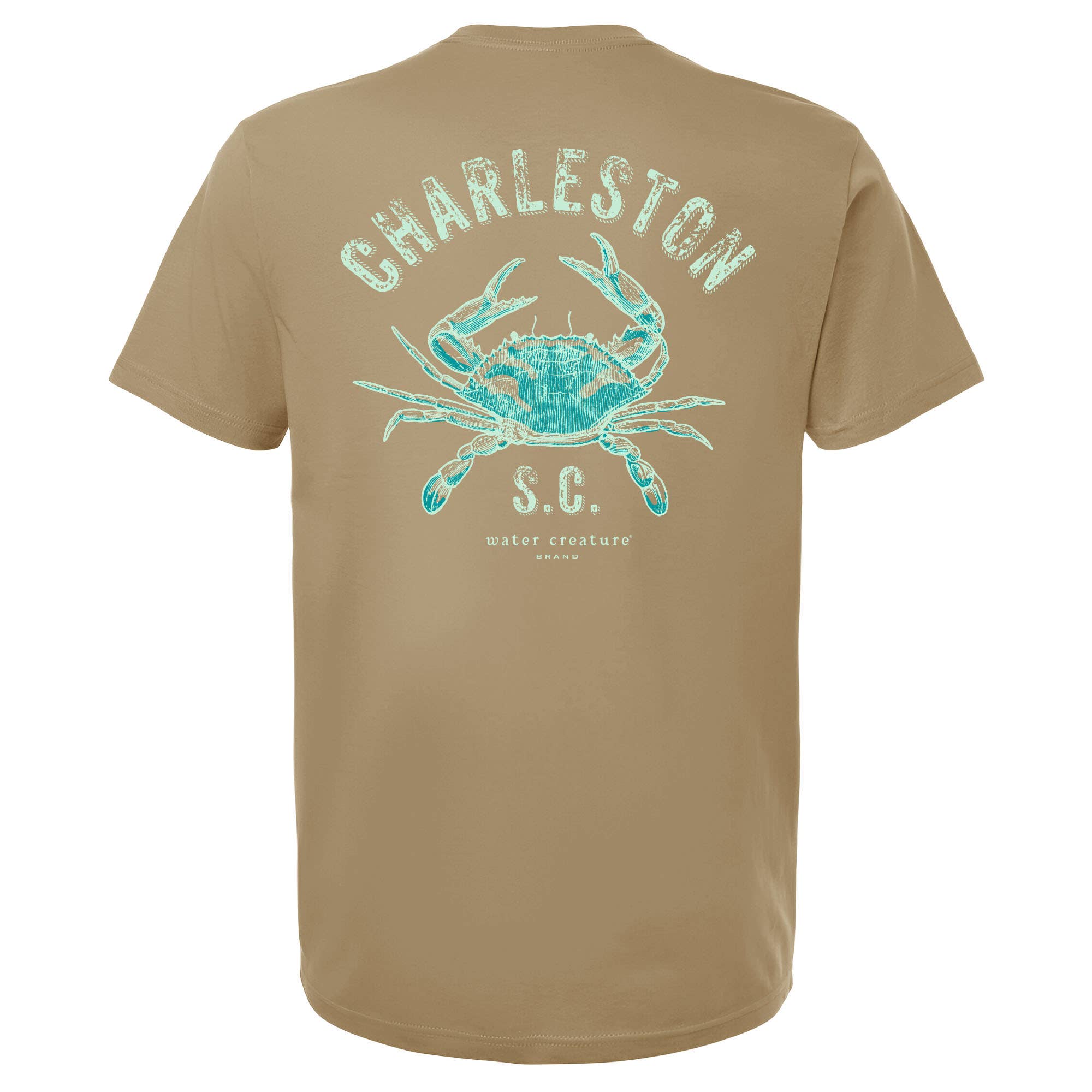 Charleston Apparel - Wholesale Screen Printed T-Shirt - Unisex - Customizable Blue Crab Etching - our original artist drawing6