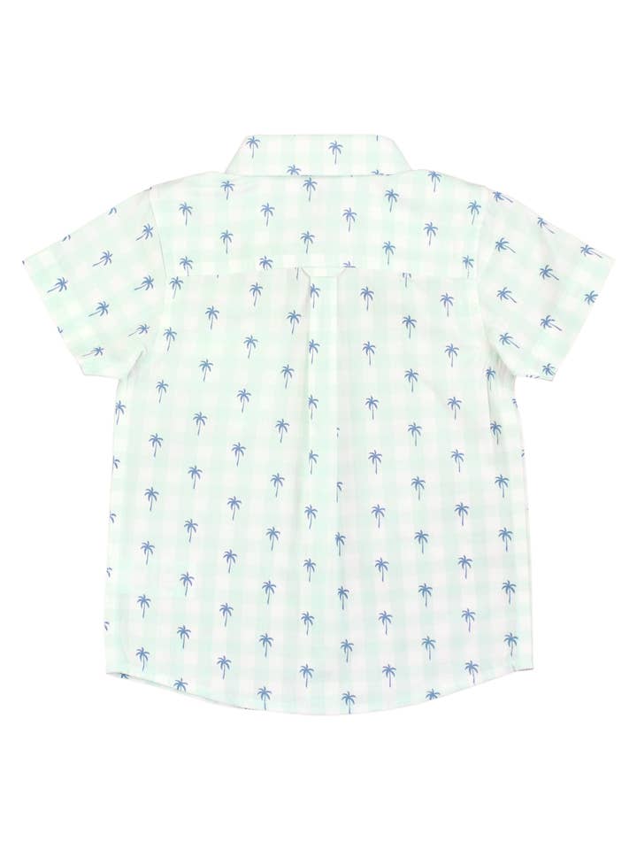 Green Boys Palm Tree Gingham Button Collar Short Sleeve Button Down Shirt
for wholesale on Faire
