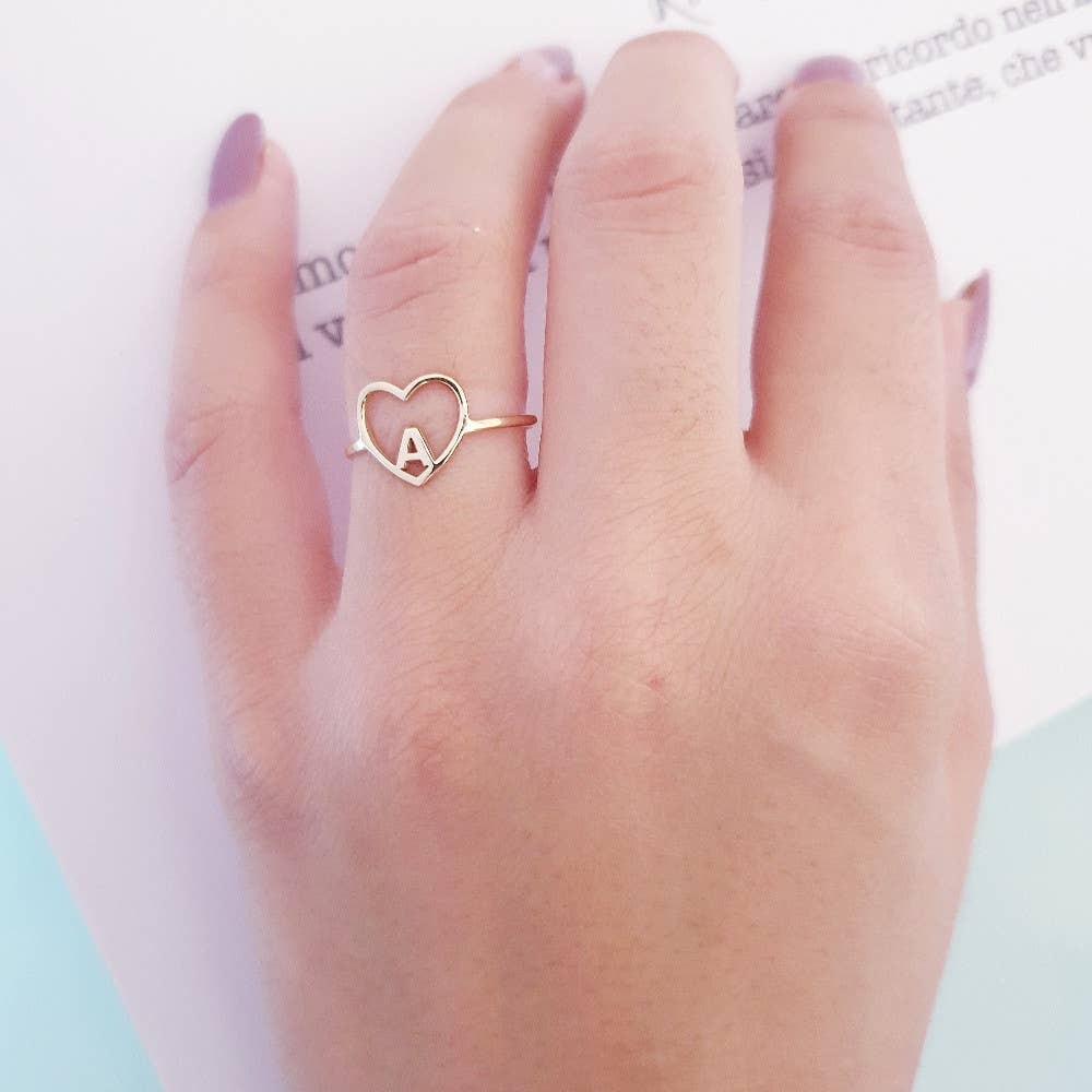 M di Martina - Vendita all'ingrosso Campione per rivenditori - Gioielli - Anello Cuore e Iniziali in Argento o Oro "Personalizzabile"5