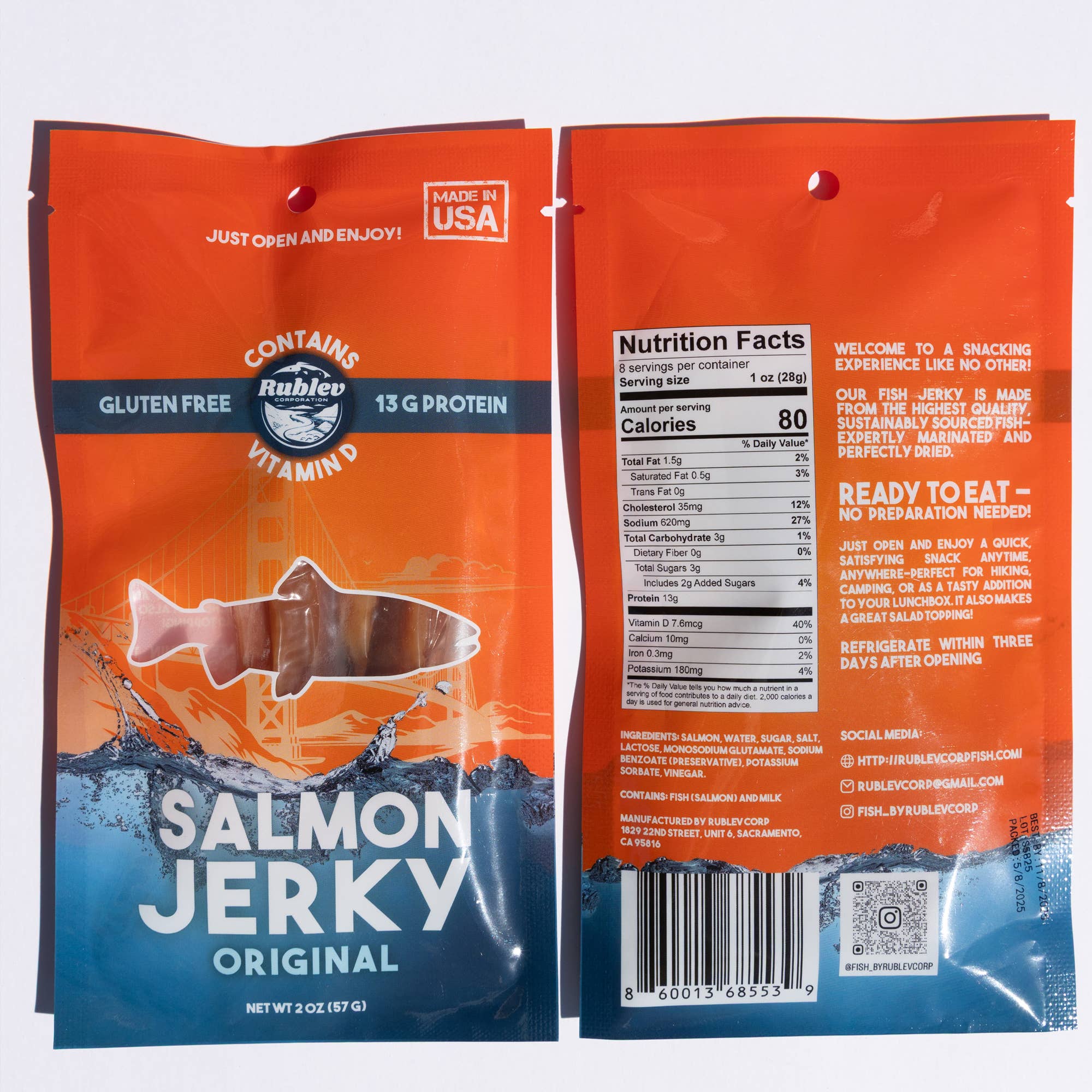 Rublev Corp - Wholesale Jerky - Fish Jerky - Variety Pack (Salmon,Swai,Tilapia,Tuna) 4 x 2oz1