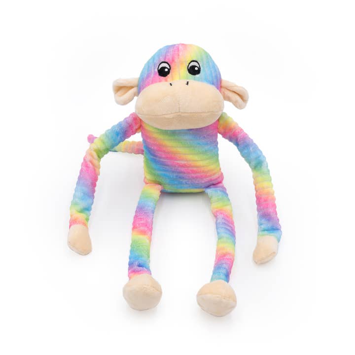 ZippyPaws - Wholesale Pet plush toy – Dog - Spencer the Crinkle Monkey - Large Rainbow 24/cs - Dog Toy1
