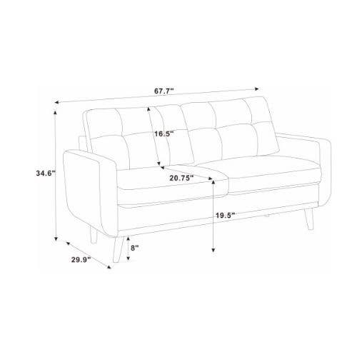 39F Inc. - Wholesale Sofa - Mid-Century 67.7in Tufted Loveseat Sofa with Wood Legs2