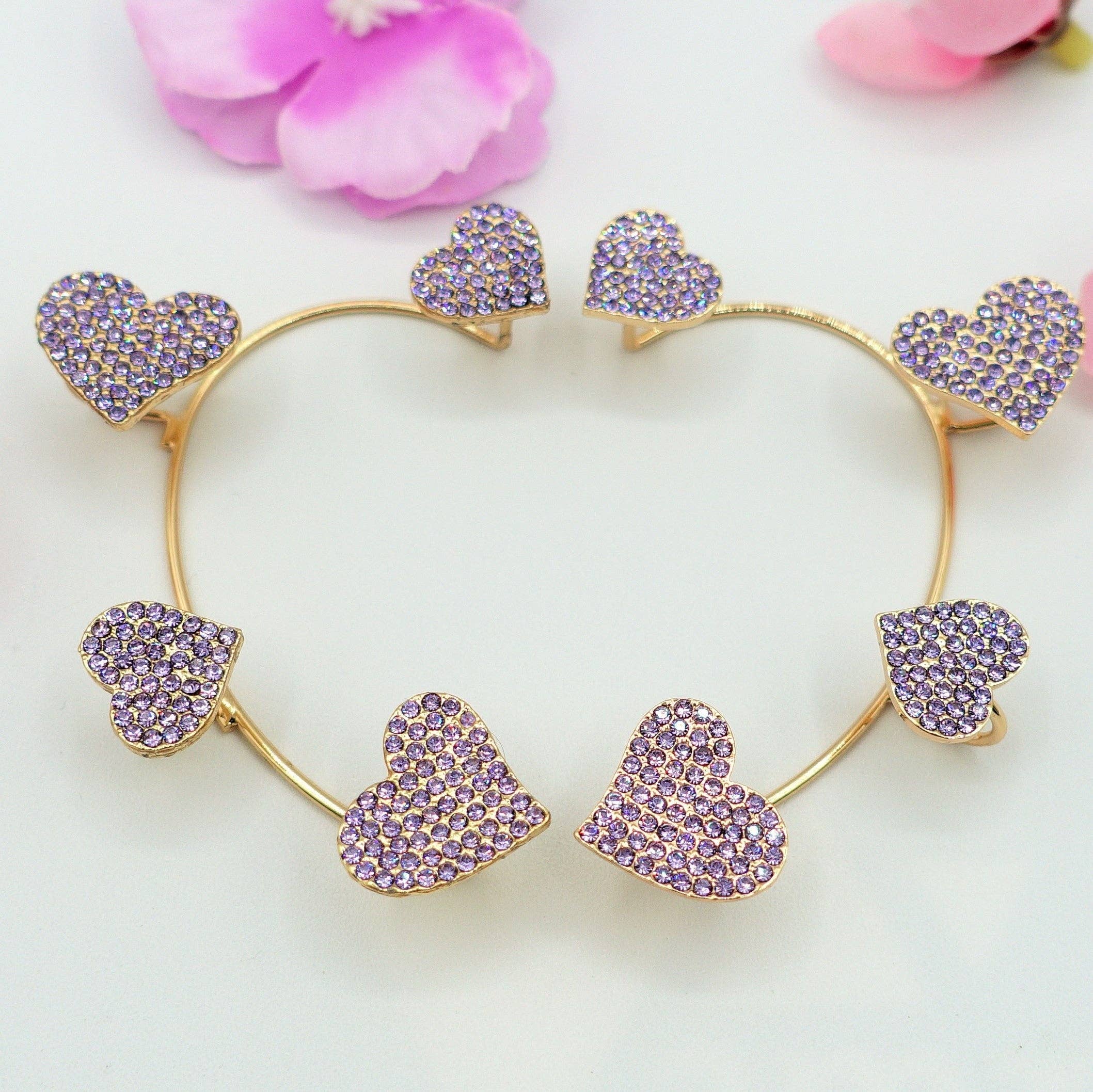 Daemon srls - Wholesale Cuff/Wrap Earrings - QUERIDA ~ EARCUFF mono orecchino con cuori in cubic zirconia11