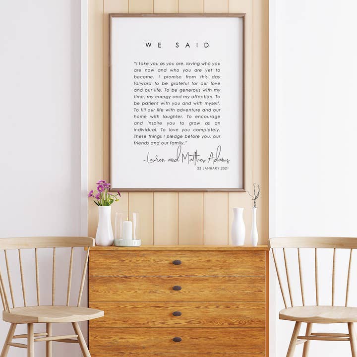 Dual Vows Keepsake Print (Single Print) for wholesale by The Artisan Gift Co.