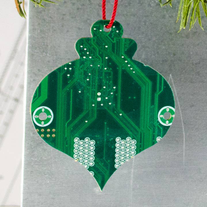 Circuit Board Ornaments - Bulb Shape for wholesale by Circuit Breaker Labs