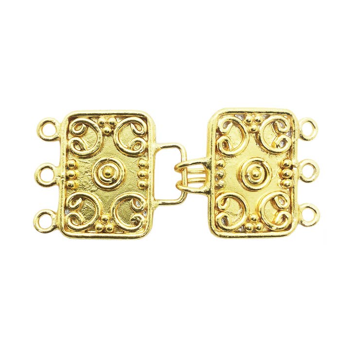 CG-445 18K Gold Overlay Multi Strand Clasp With 3 Holes for wholesale by Bali Designs