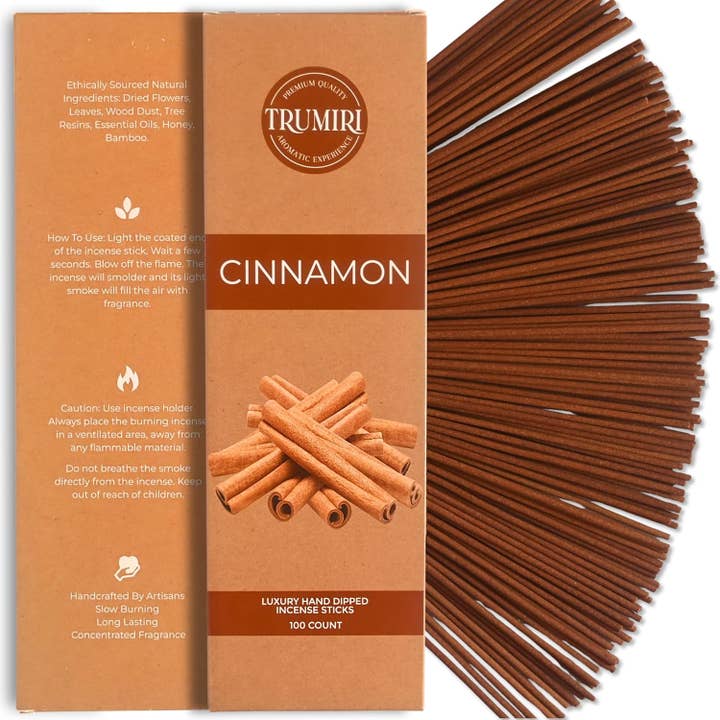 Cinnamon Incense Sticks - Pack of 100 Incense Sticks for wholesale by TRUMIRI Incense Candles & Aromatherapy