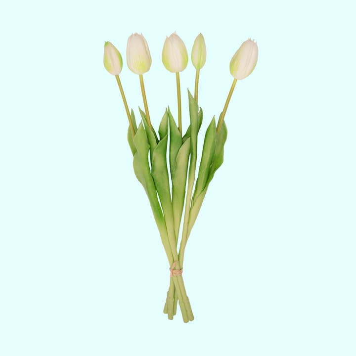 Trendhero.nl/b2b - Wholesale Artificial Flowers - Tulip Bouquet – 5 Pieces – Various Colours – ‘Real Touch’ Artificial Tulips – 42 cm5