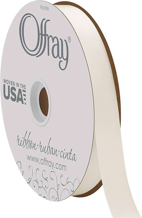 Berwick Offray Ribbon - Wholesale Ribbon - Gift Wrapping - Double-Face Satin Antique White 7/8" x 100 Yards0