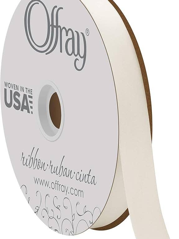 Double-Face Satin Antique White 7/8" x 100 Yards for wholesale by Berwick Offray Ribbon