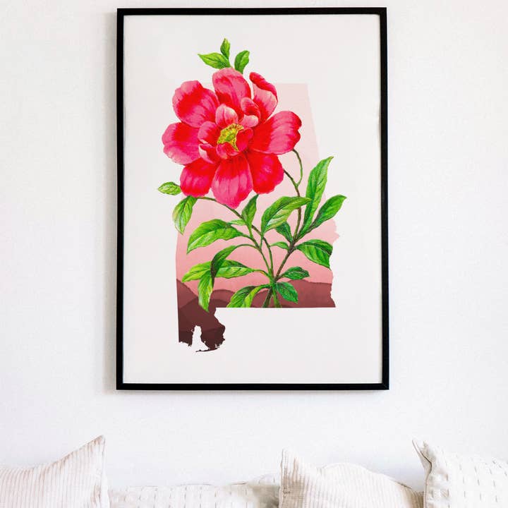 Alabama Camellia art print | State Flower Series for wholesale by Paperfinch Design
