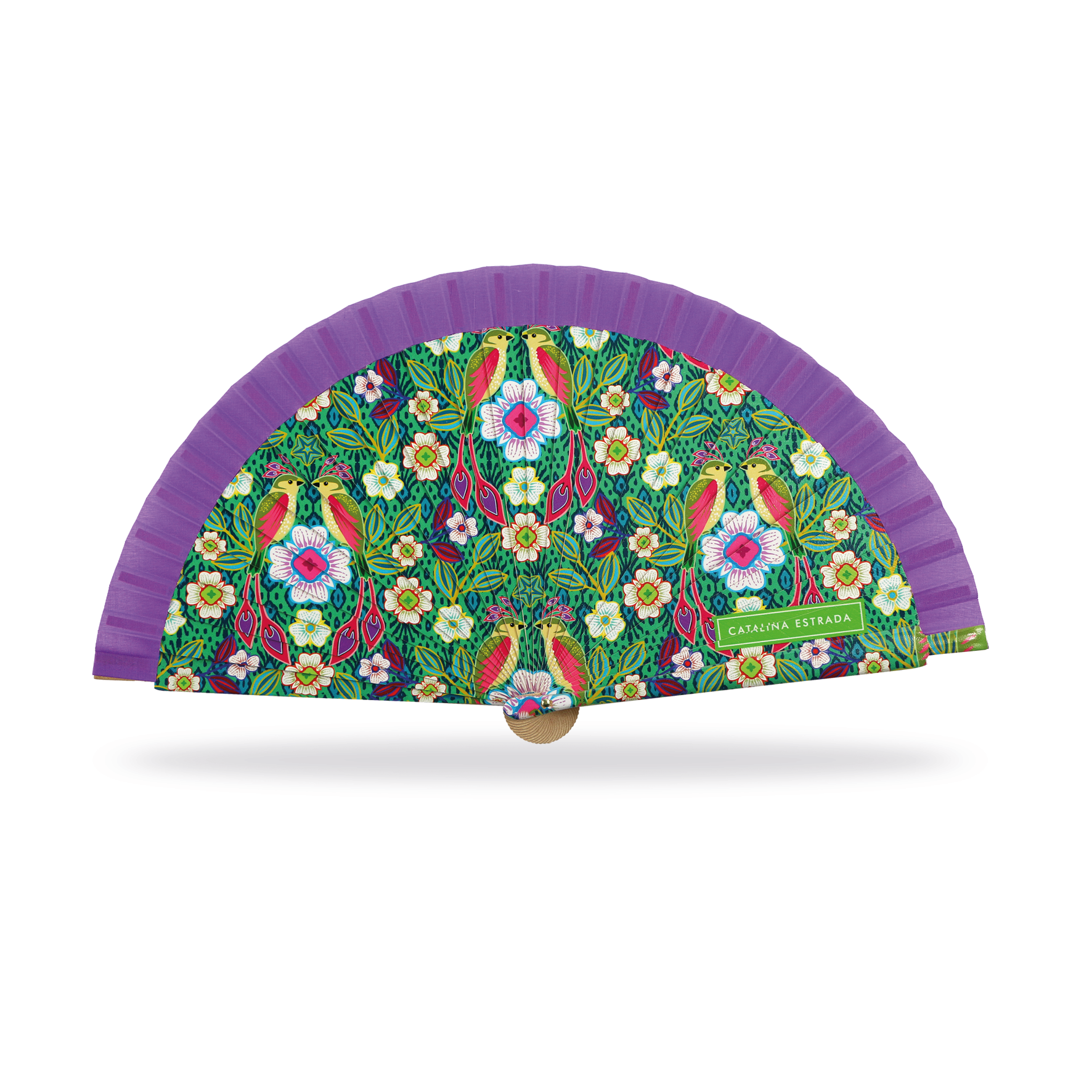 Cuatrogotas - Wholesale Party/Paper Folding Fan - Catalina Estrada Wooden Fan FLOR DE CERA. Ref-A30201