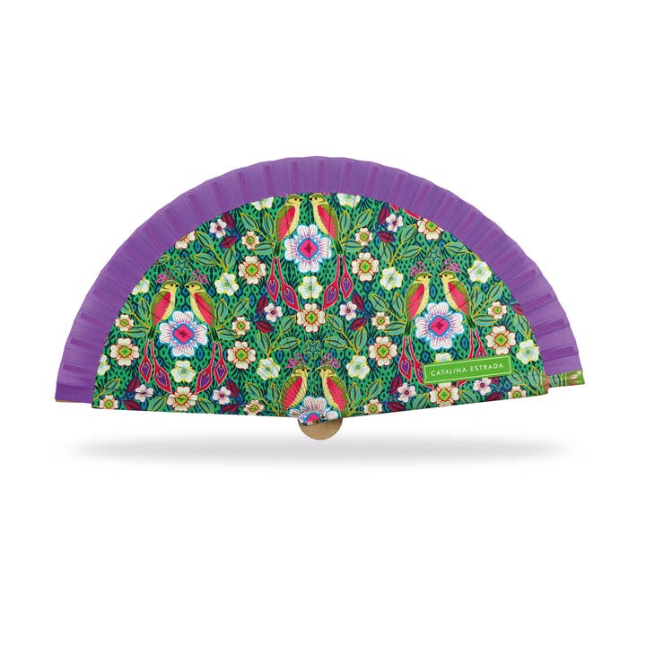 Cuatrogotas - Wholesale Party/Paper Folding Fan - Catalina Estrada Wooden Fan FLOR DE CERA. Ref-A30201