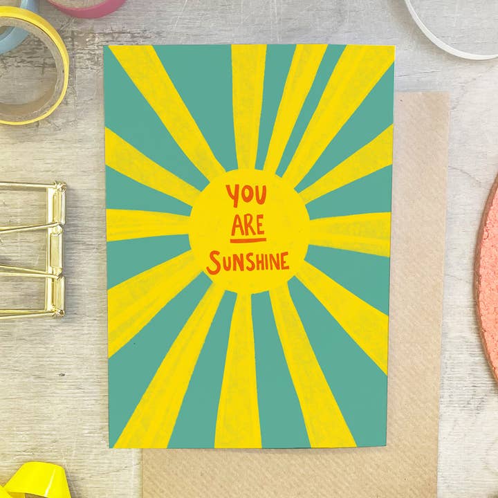 You Are Sunshine Encouragement Card for wholesale by martha and hepsie ltd