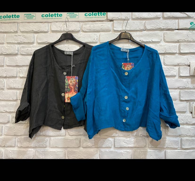 la maison des fibres naturelles - Wholesale Jacket - Women's - 3/4 sleeve linen jacket 906 100% linen21