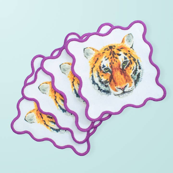 Taylor Paladino - Vente Serviettes de table en tissu - Serviettes à cocktail Tiger