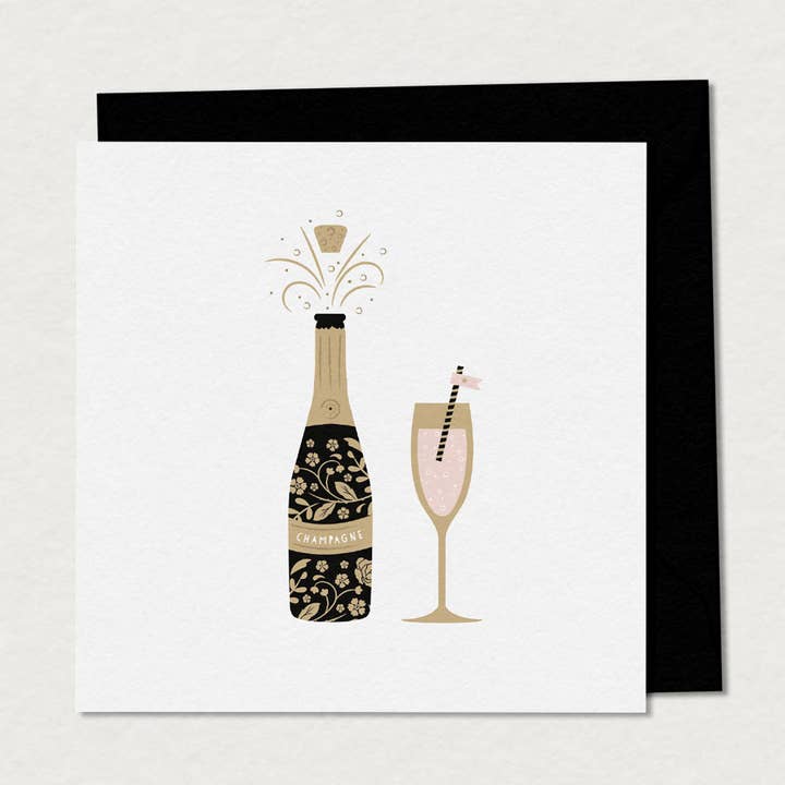 Mimosa Design - Wholesale Congratulations Card - Mini greeting card to celebrate - Champagne0