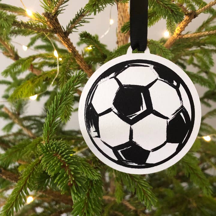Christmas Football Bauble Decoration for wholesale by Alphabet Bespoke Creations