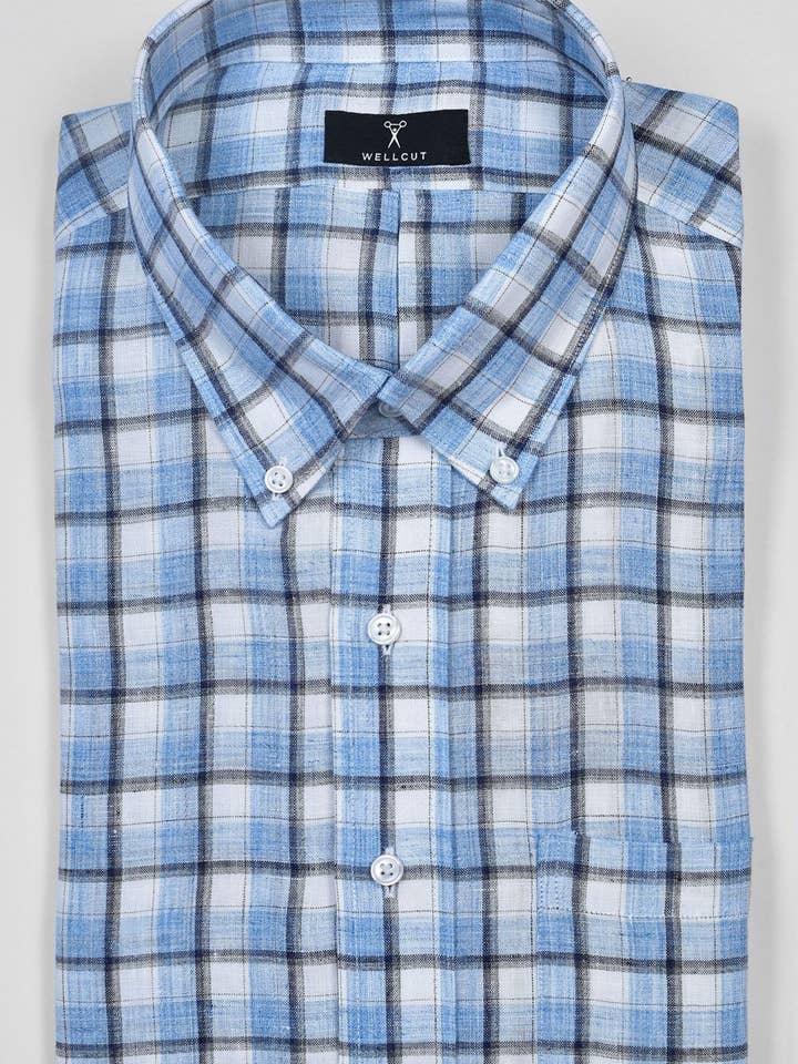 The Alexander, Chemise à carreaux bleus pour la vente par Well-Cut