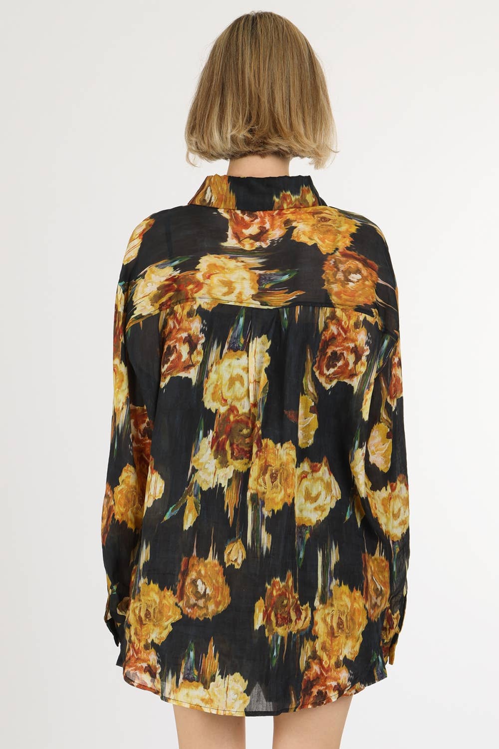 NAVY Abstract Floral Print Linen Shirt & Shorts Set PM6050 for wholesale on Faire3