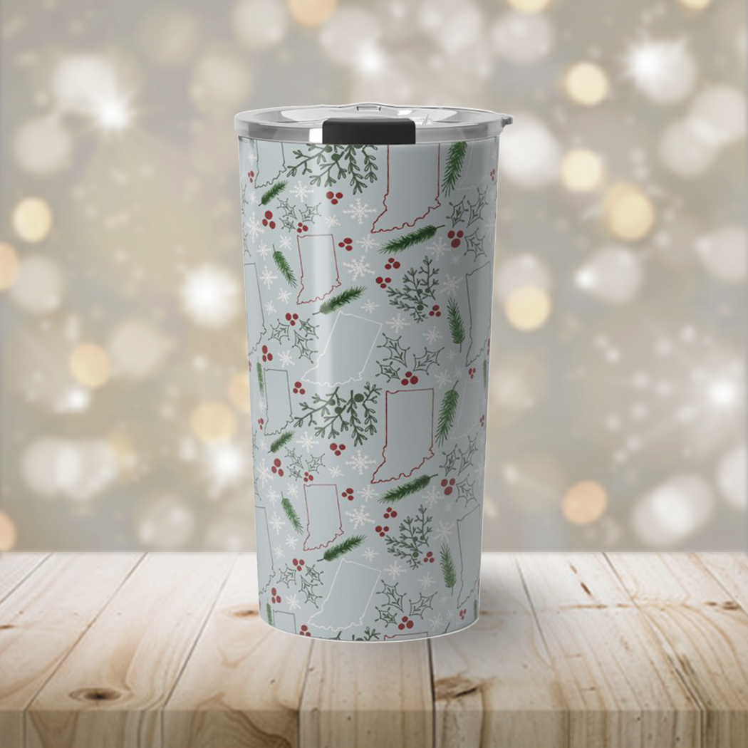 Lauren Ullrich Art - Wholesale Insulated Mug/Tumbler - Indiana Christmas Travel Mug1