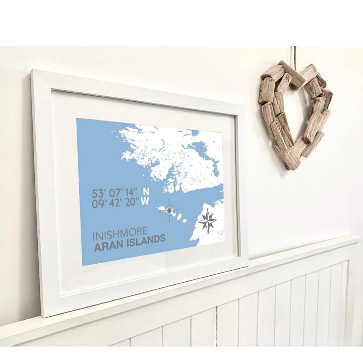 Inishmore Coastal Map Print for wholesale by SeaKisses