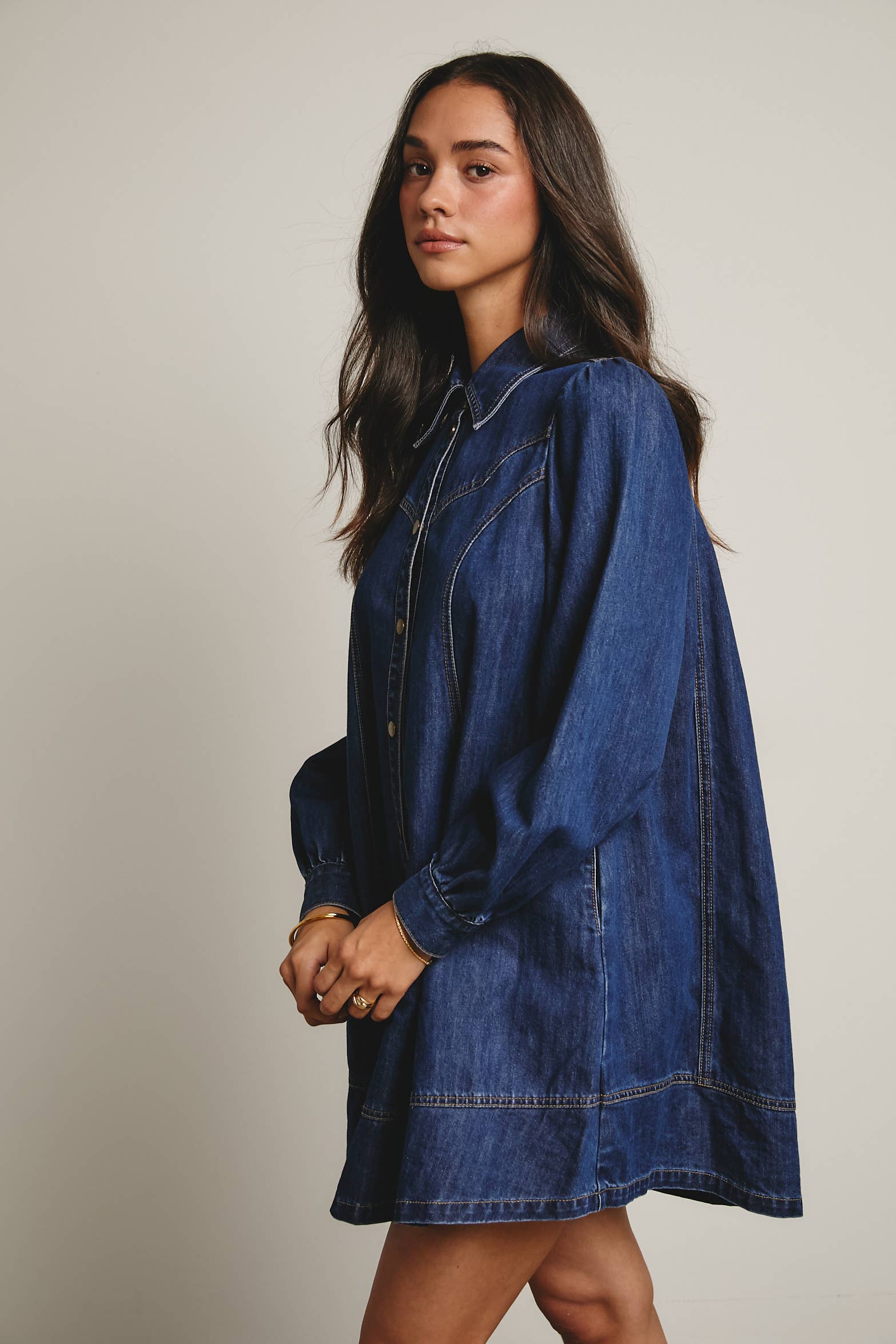 Forte - Wholesale Dress - Women's - Western Seam Denim Mini Dress FD00019