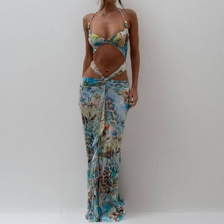 PRINTING Printed Bikini Beach Dress With Butt Lifting Band for wholesale on Faire1