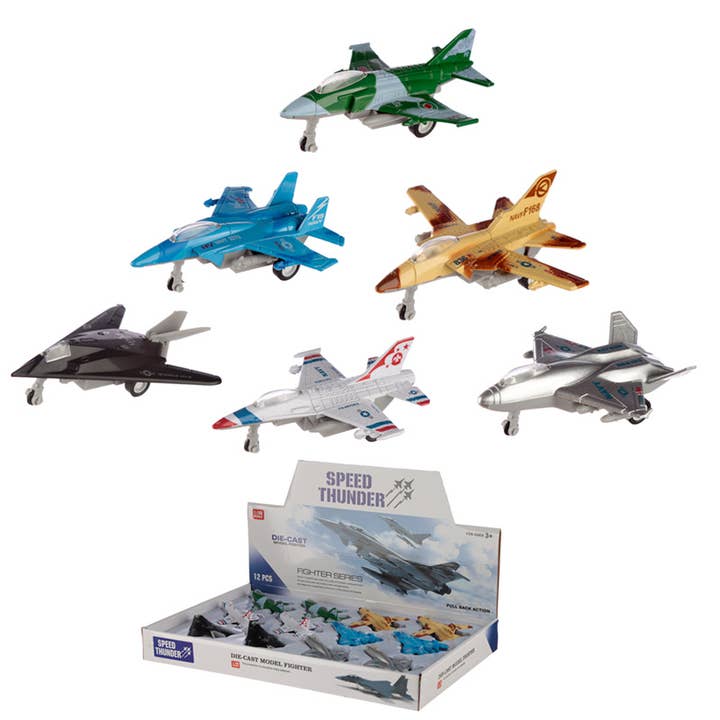 Puckator Ltd - Wholesale Toy Car/Truck - Kids - Speed Thunder Jet Fighter Plane Pull Back Action Toy