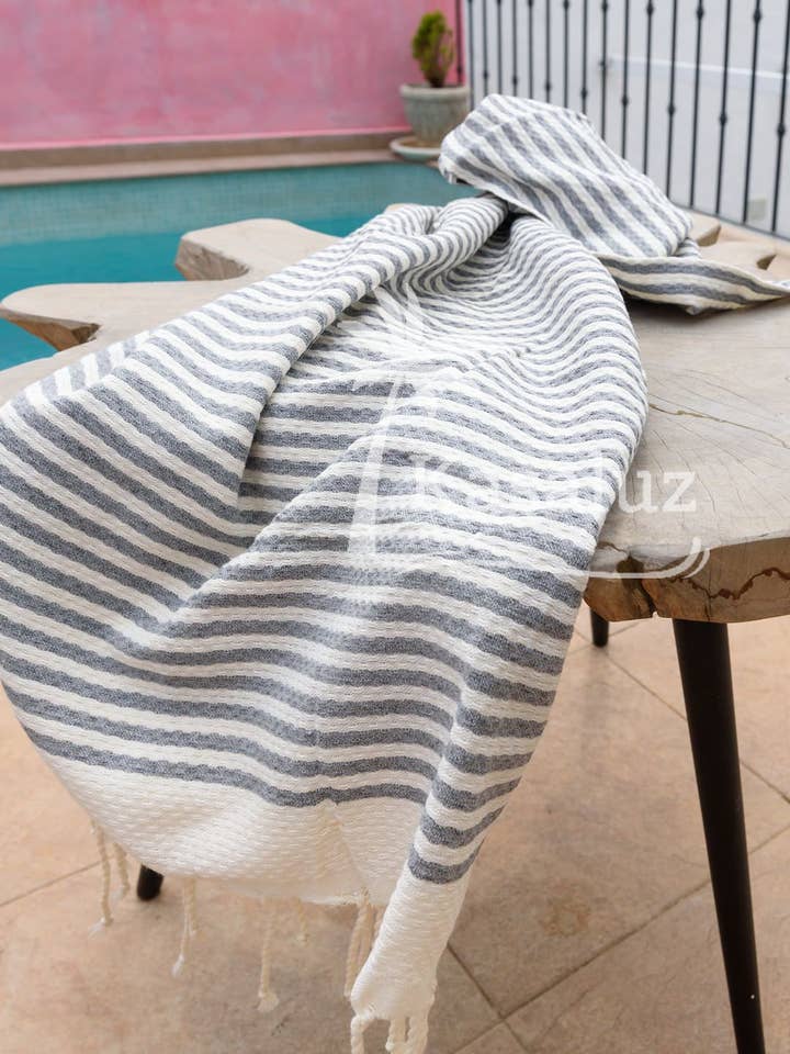 Fouta Atlántico Grey Honeycomb 100% cotton for wholesale by KASALUZ