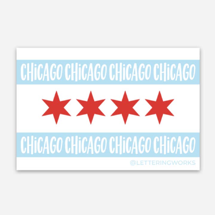 Chicago Flag Sticker for wholesale by Lettering Works