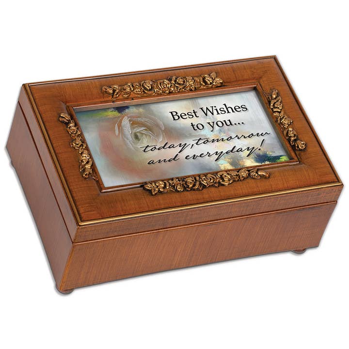 Best Wishes To You Petite Rose Music Box for wholesale by Cottage Garden