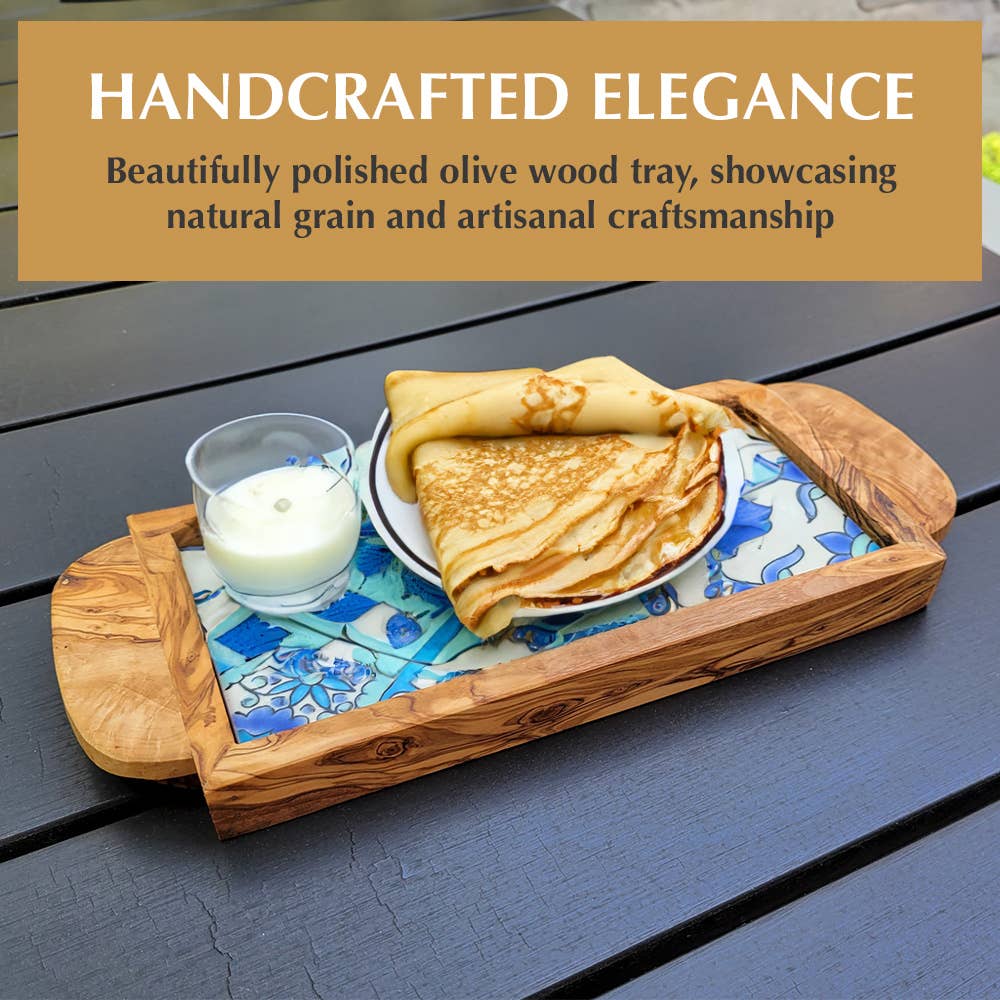Kamsah - Vendita all'ingrosso Vassoi da portata - Vassoio da portata in legno d'ulivo con manici ergonomici, Sidi Bou2
