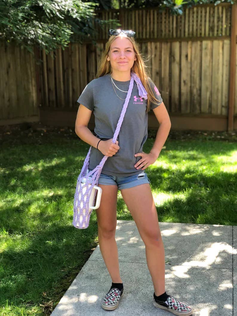 Macrame by Deidre - Wholesale Crossbody Bag - Women's - Handmade Macrame Water Bottle Holder for Stanley Cup 40oz3