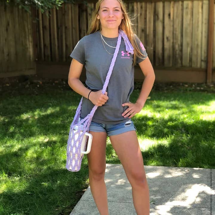 Macrame by Deidre - Wholesale Crossbody Bag - Women's - Handmade Macrame Water Bottle Holder for Stanley Cup 40oz3