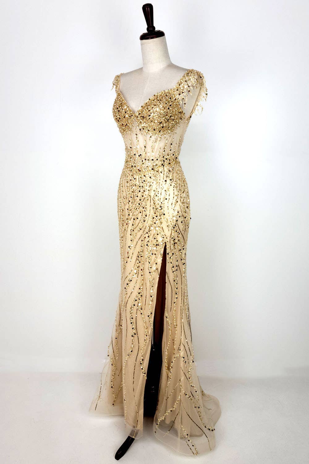 Chicas - Wholesale Gown - Women's - Off the Shoulder Sequin and Bead Long Dress C33117