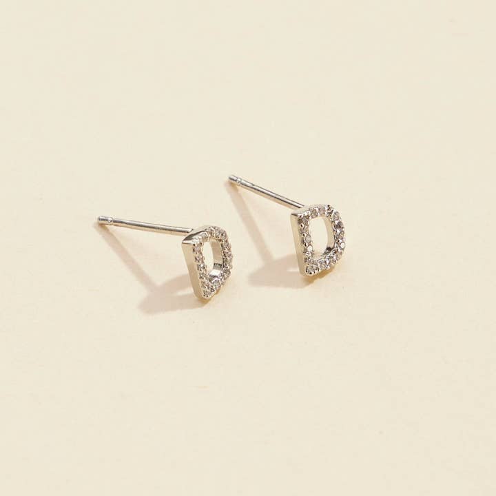 Frem - Wholesale Stud/Post Earrings - Initial Letter Stud Earrings – 12 Pack Bundle in Gold or Silver39