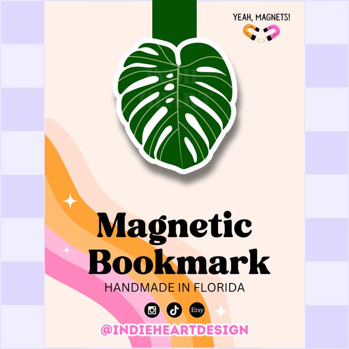 Indie Heart Studio - Wholesale Bookmark - Monstera Leaf | Magnetic Bookmark