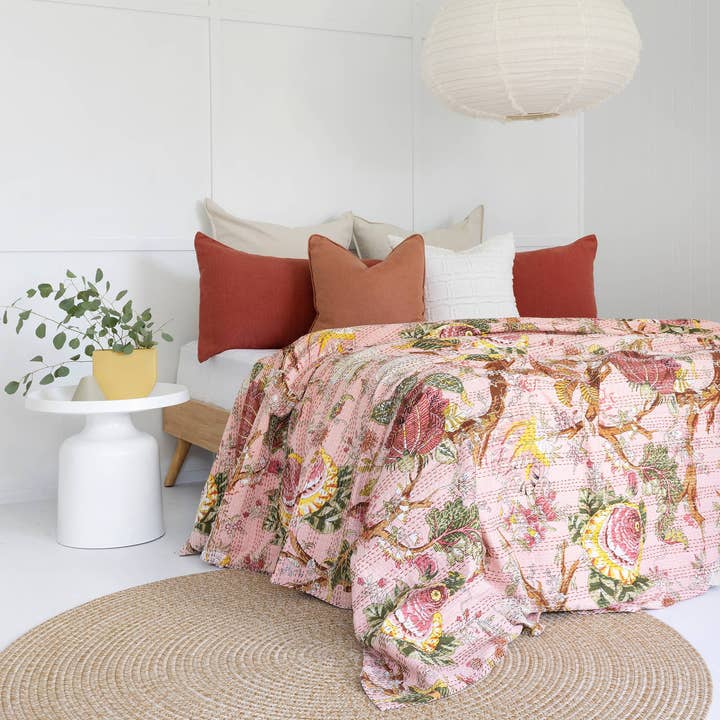 Boho-Eclectica – wholesale Täcke – Indian Kantha Quilt Filt Överkast Överdrag - Floria