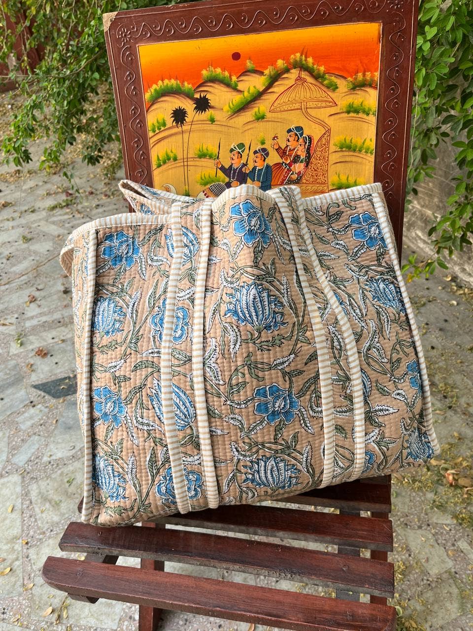 Bhawana Handicrafts - Venta al por mayor Bolsa de asa- Mujer - Bolso de hombro acolchado hecho a mano de algodón bolso de algodón con estampado de manos