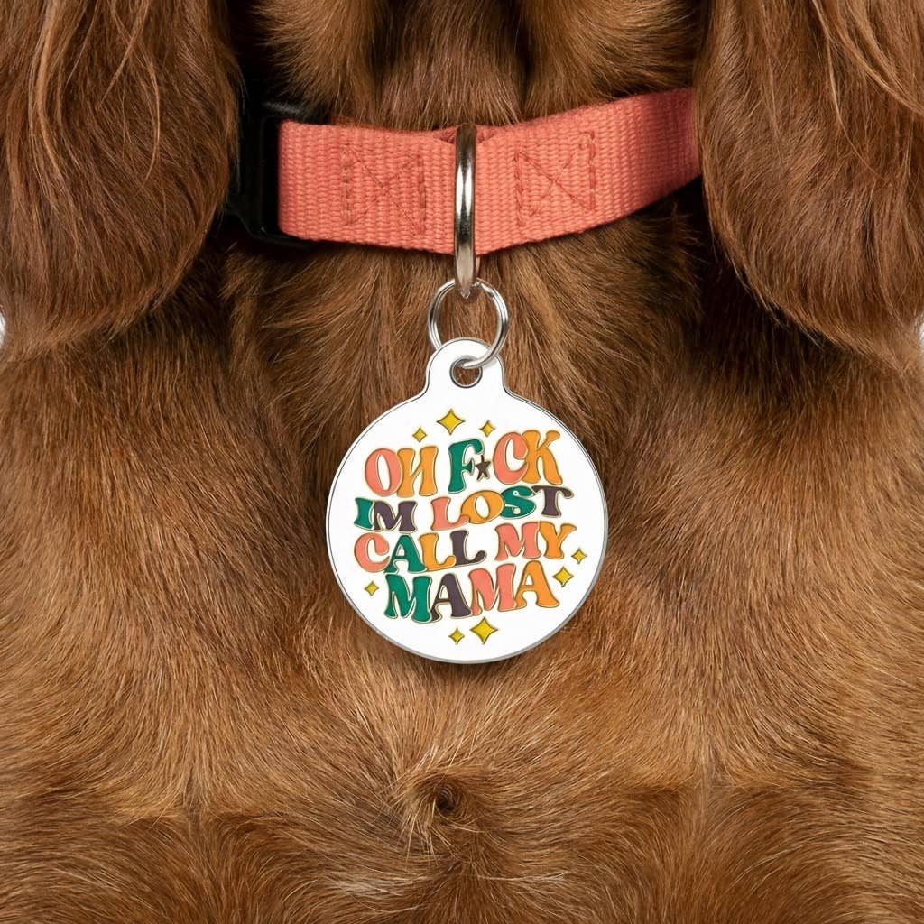Bad Tags - Wholesale Pet Identification Tag - Cat/Dog - Enamel Dog Tag w/ Scannable Pet ID - F*ck I'm Lost Call Mama2